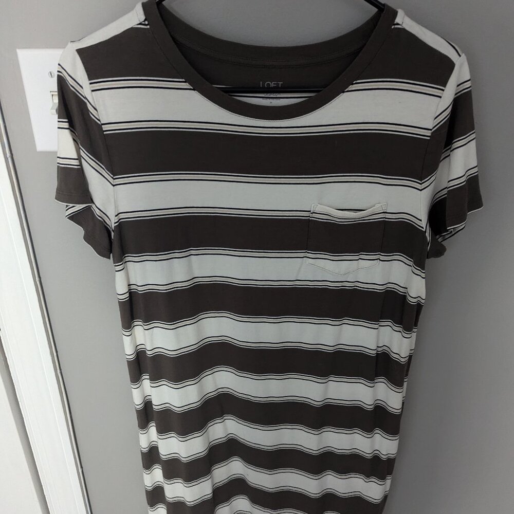 Green and White Stripe T-Shirt Dress from Loft Beach
